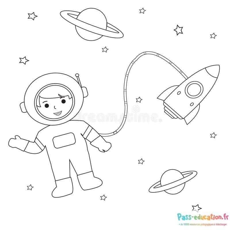 Coloriage Astronaute et fusée à imprimer et colorier