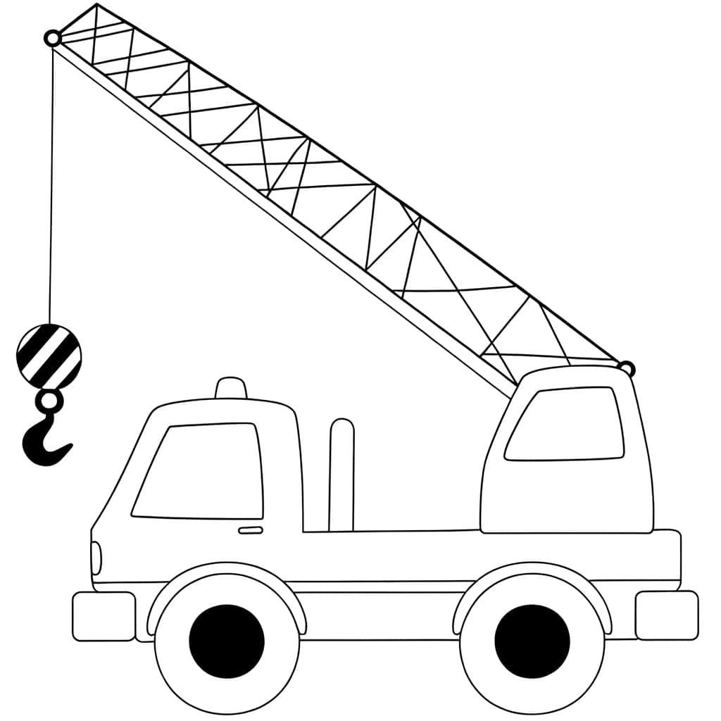 Coloriage Camion Grue à imprimer et colorier
