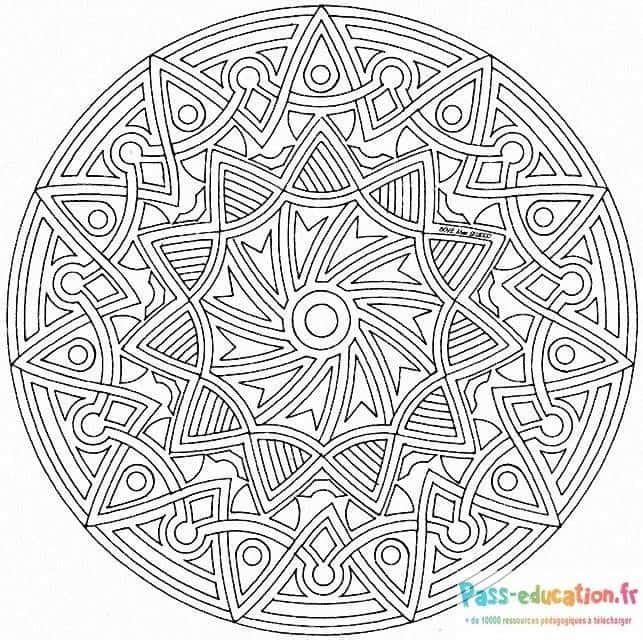 Coloriage Mandala géométrique à imprimer et colorier
