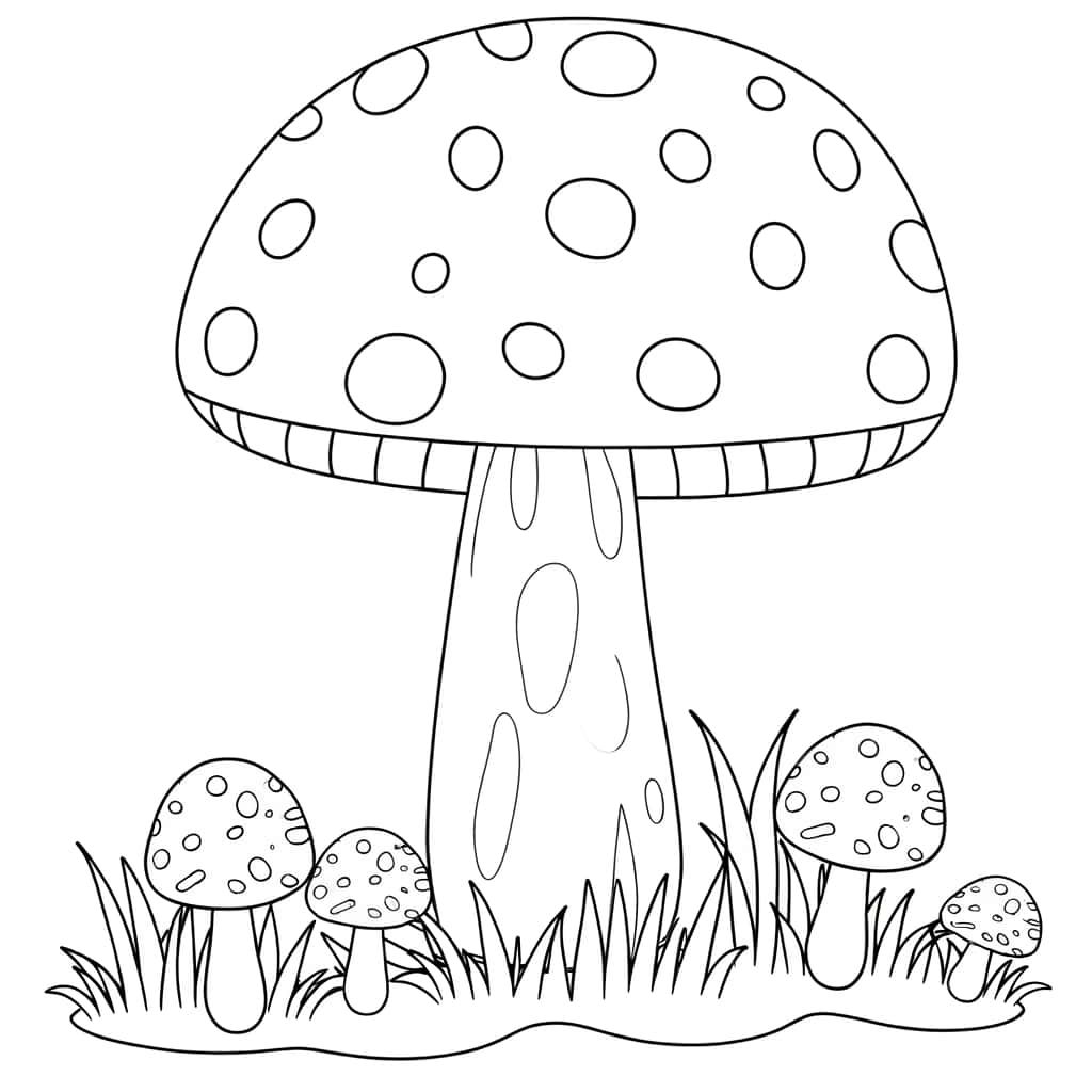 Coloriage Champignons géants à imprimer et colorier