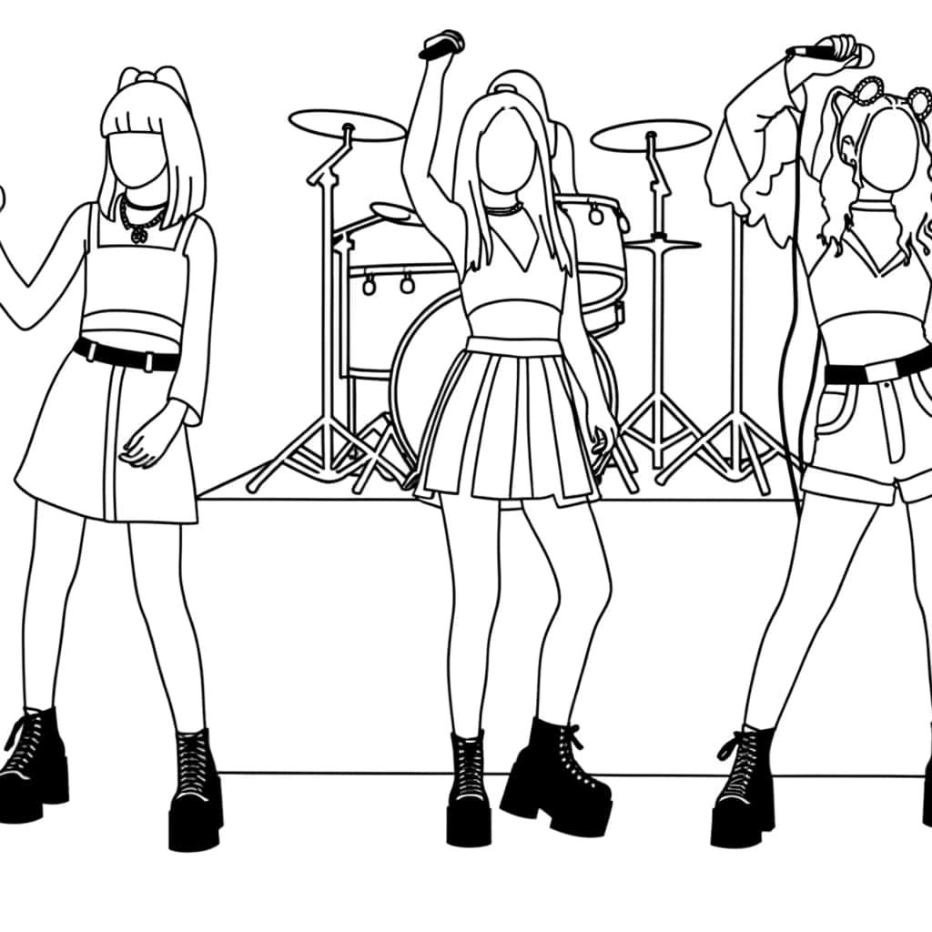 Coloriage Groupe pop féminin à imprimer et colorier