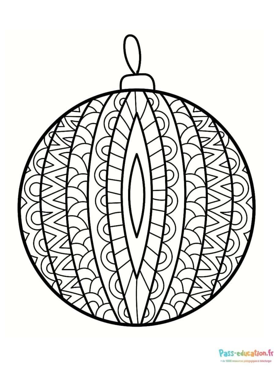 Coloriage Boule de Noël à imprimer et colorier