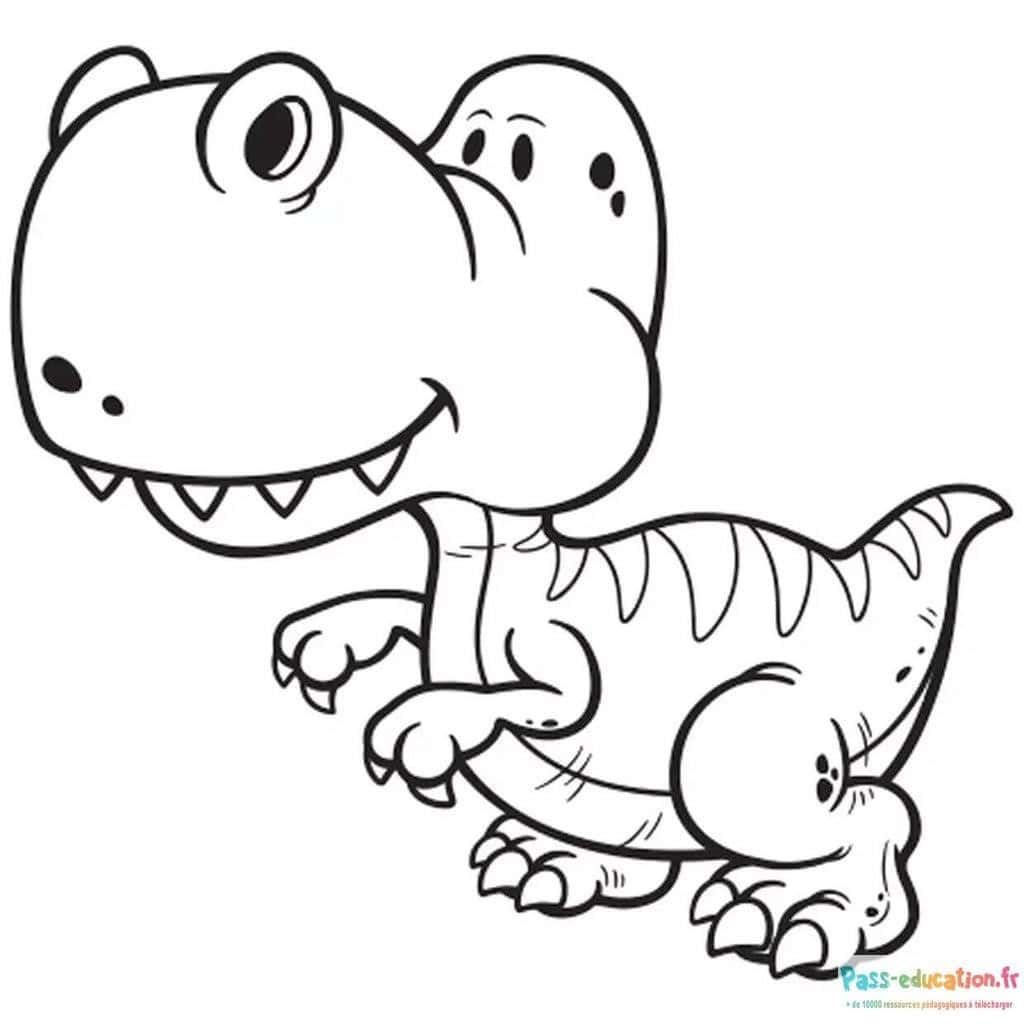 Coloriage Dinosaure souriant à imprimer et colorier