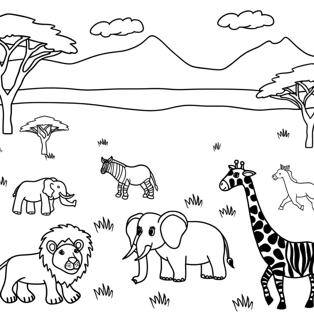 Coloriage Animaux sauvages à imprimer et colorier
