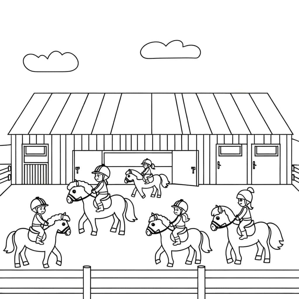 Coloriage Centre Equestre à imprimer et colorier