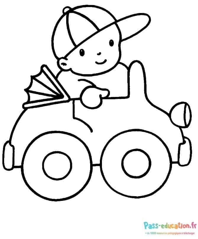 Coloriage Bébé en voiture à imprimer et colorier