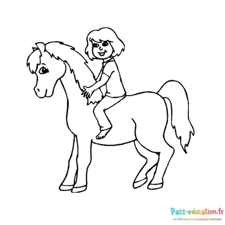 Coloriage Petite cavalière à imprimer et colorier