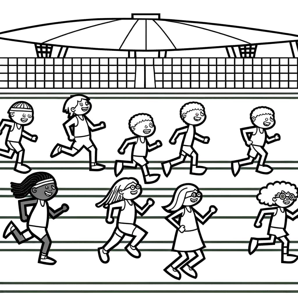 Coloriage Course d'enfants à imprimer et colorier