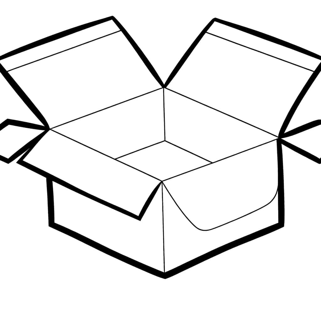 Coloriage Boîte en carton ouverte à imprimer et colorier