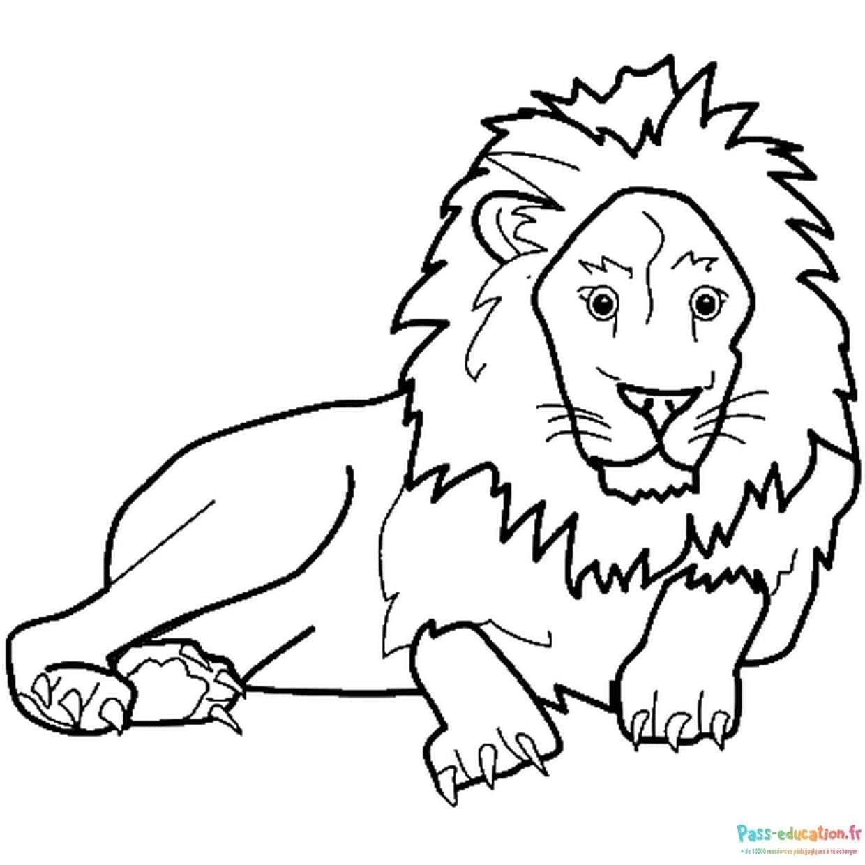 Coloriage Lion posé à imprimer et colorier