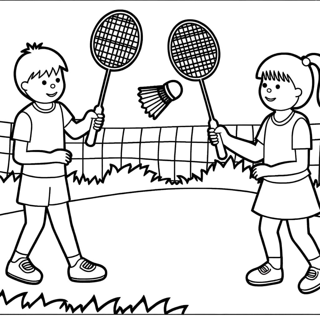 Coloriage Jeu de Badminton à imprimer et colorier