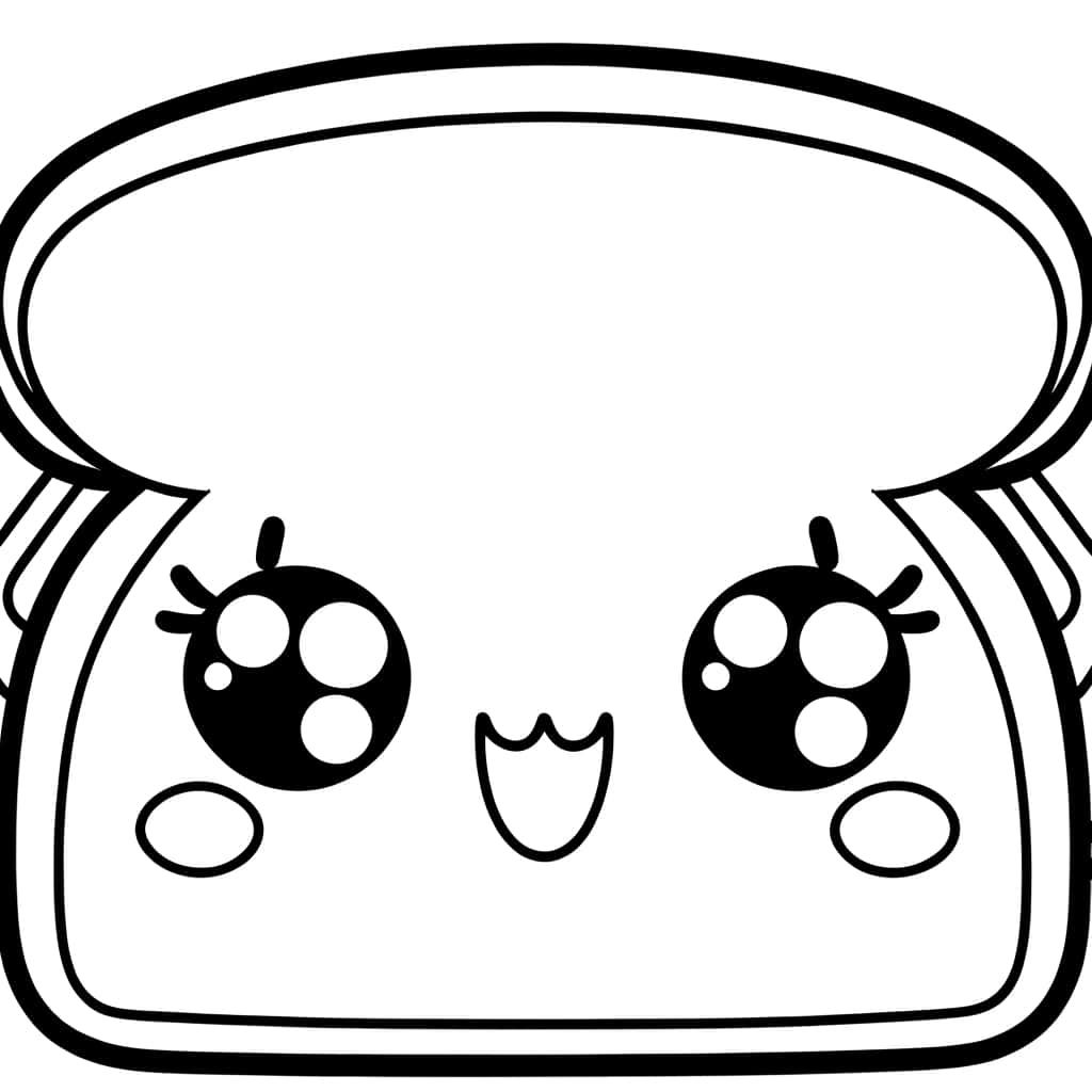Coloriage Toast Kawaii à imprimer et colorier