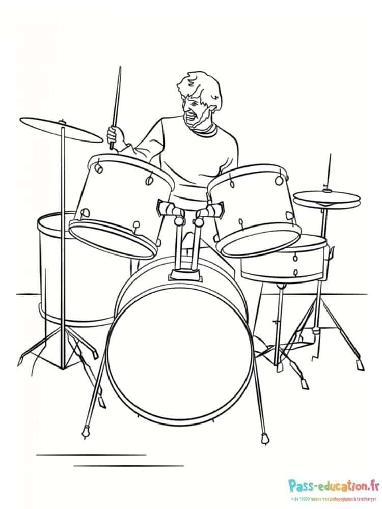 Coloriage Batteur à la batterie à imprimer et colorier