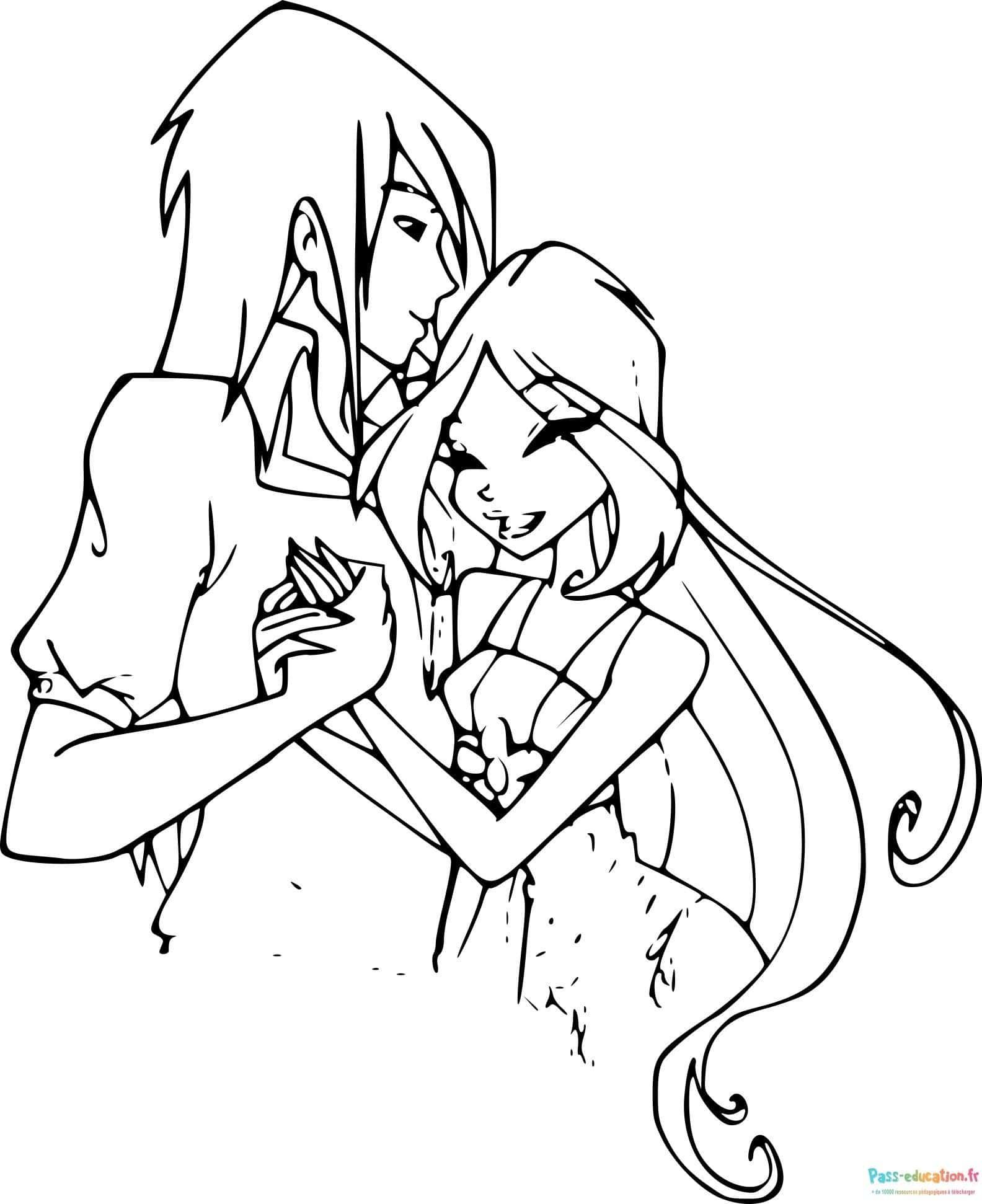 Coloriage Couple amoureux à imprimer et colorier