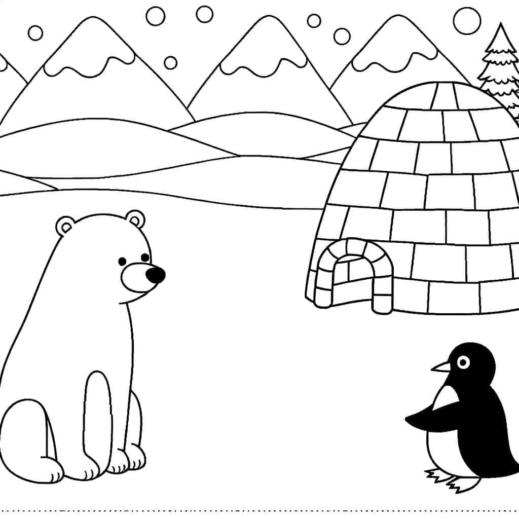 Coloriage Banquise animée à imprimer et colorier
