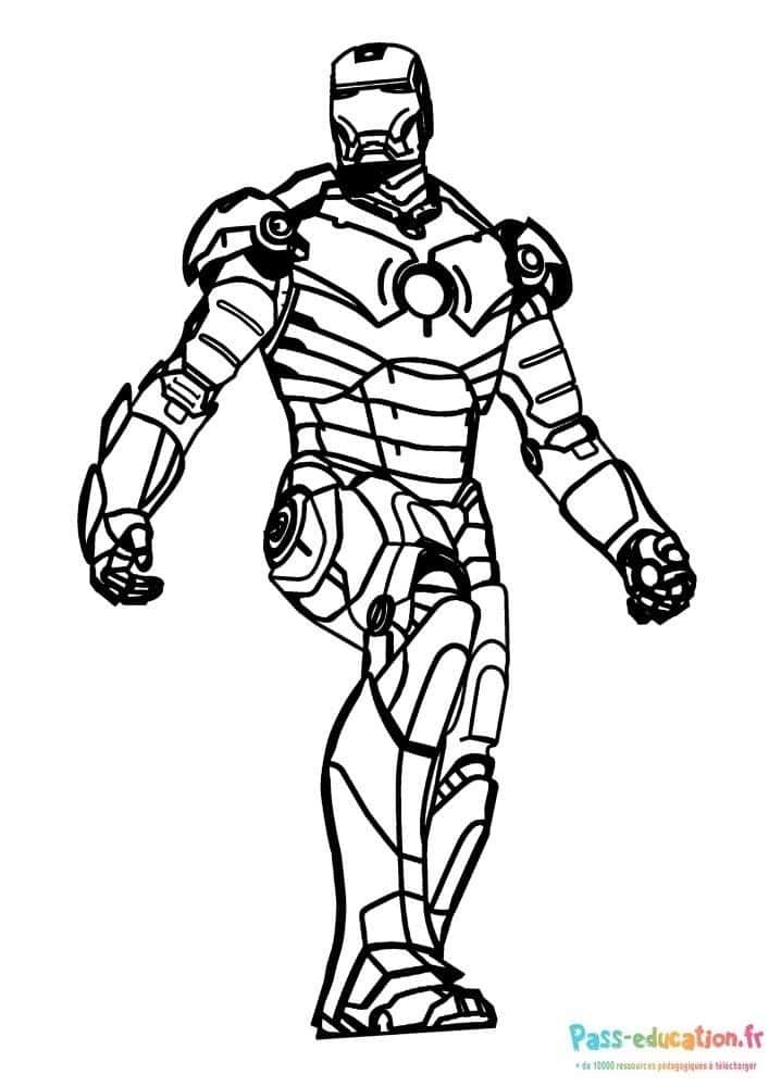 Coloriage Iron Man en action à imprimer et colorier