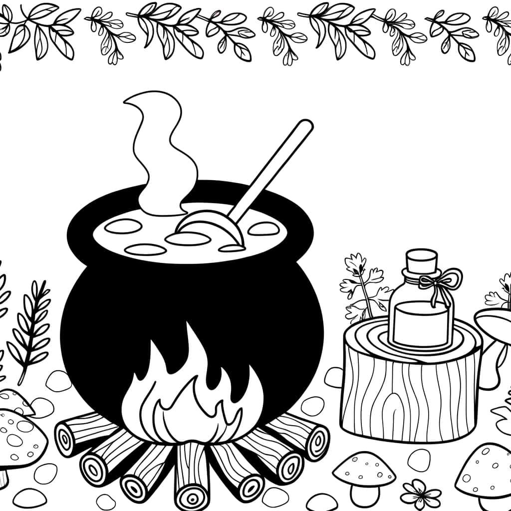Coloriage Chaudron magique à imprimer et colorier