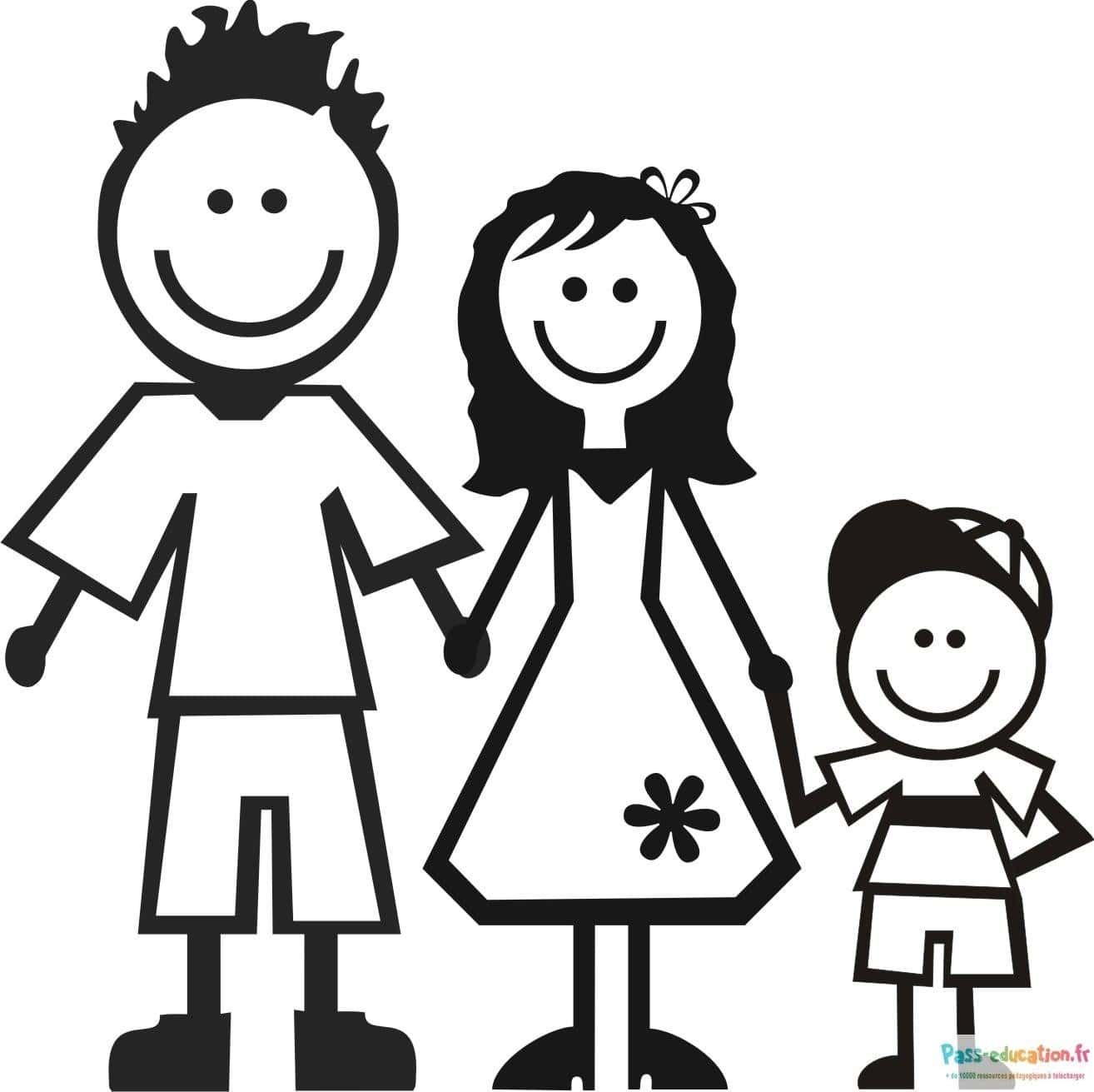 Coloriage Famille heureuse à imprimer et colorier
