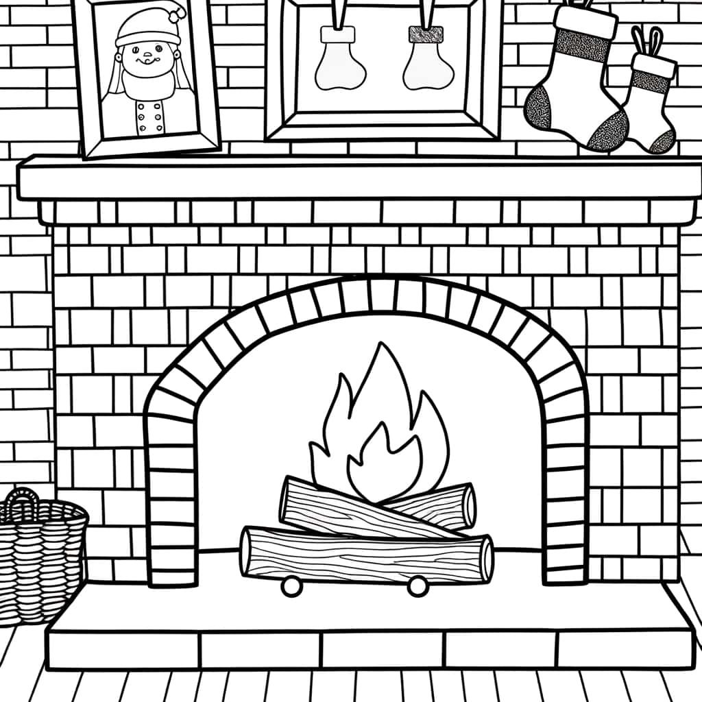 Coloriage Cheminée festive à imprimer et colorier