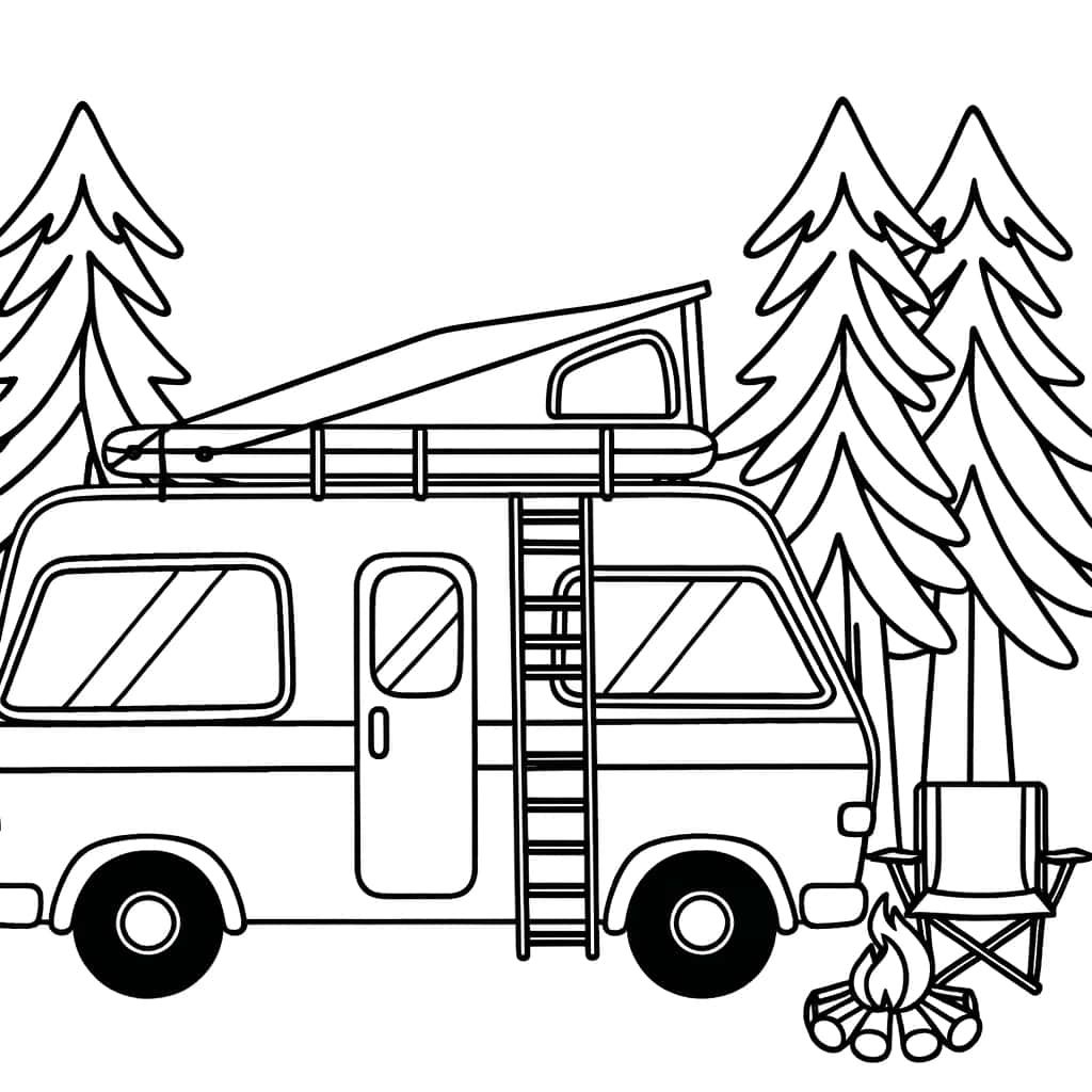 Coloriage Camping en forêt à imprimer et colorier
