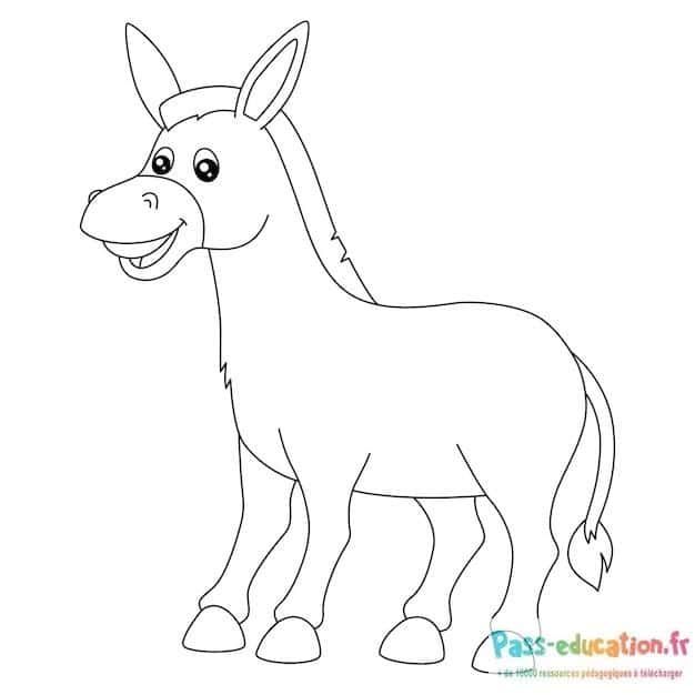 Coloriage Âne souriant à imprimer et colorier