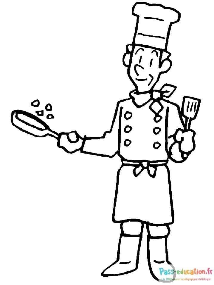 Coloriage Chef cuisinier à imprimer et colorier