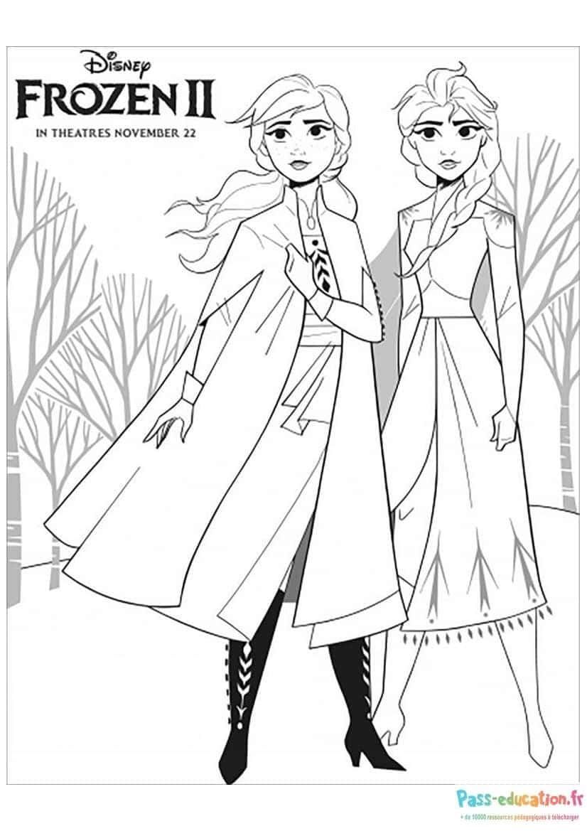 Coloriage Elsa et Anna à imprimer et colorier