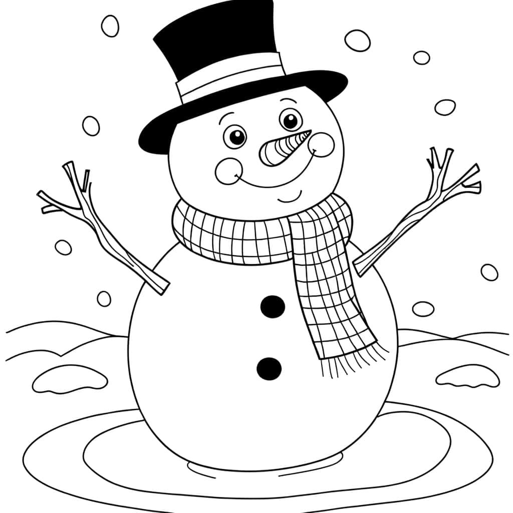 Coloriage Bonhomme de neige à imprimer et colorier