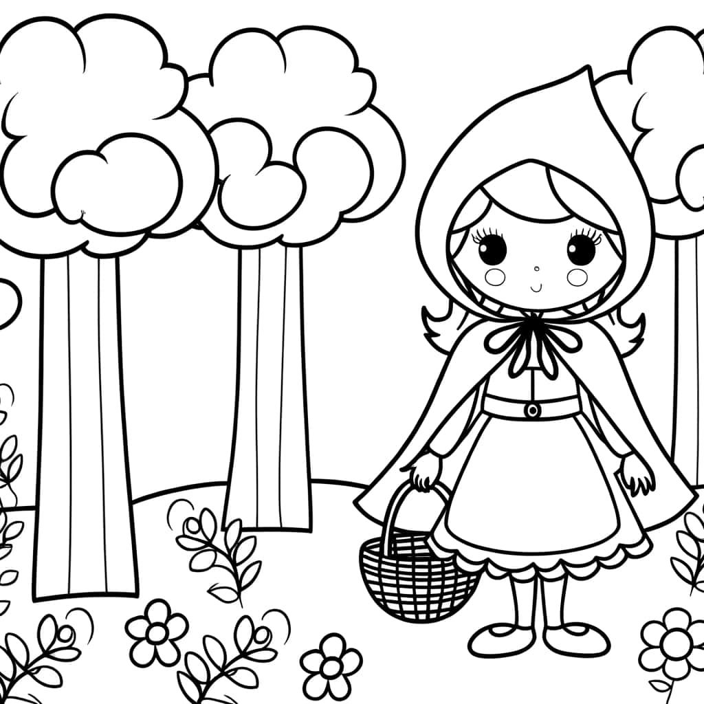 Coloriage Petit Chaperon Rouge à imprimer et colorier