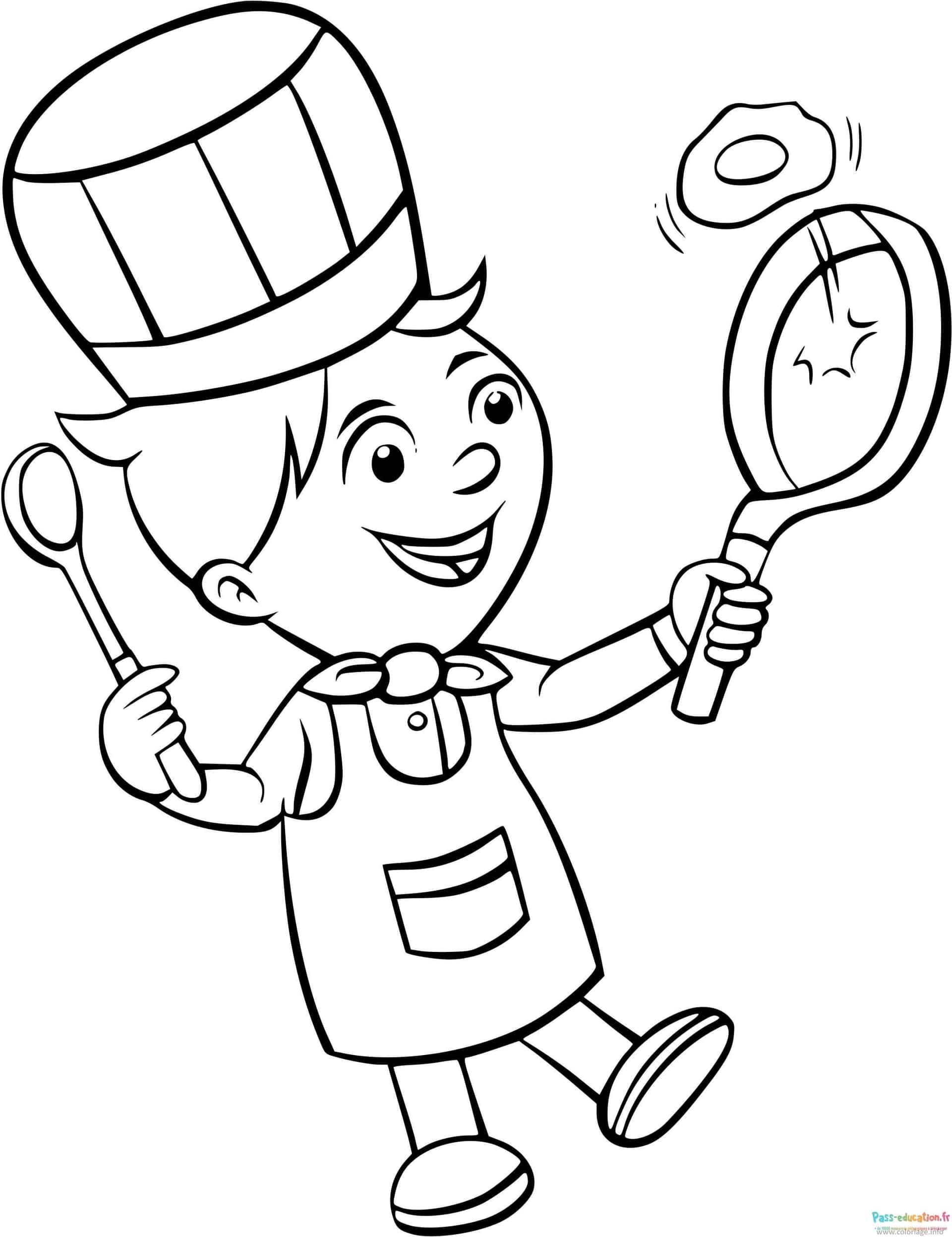 Coloriage Petit chef cuisinier à imprimer et colorier