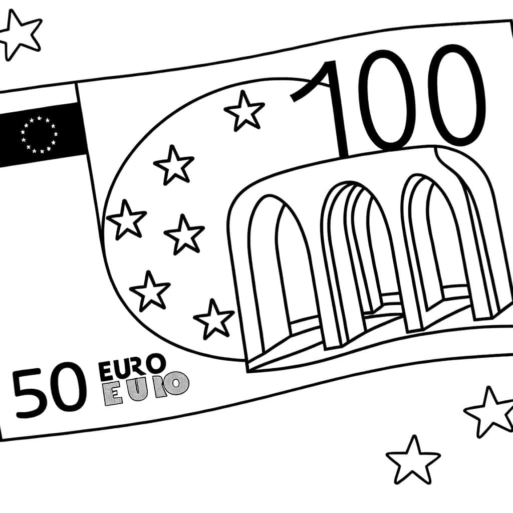 Coloriage Billet Euros à imprimer et colorier