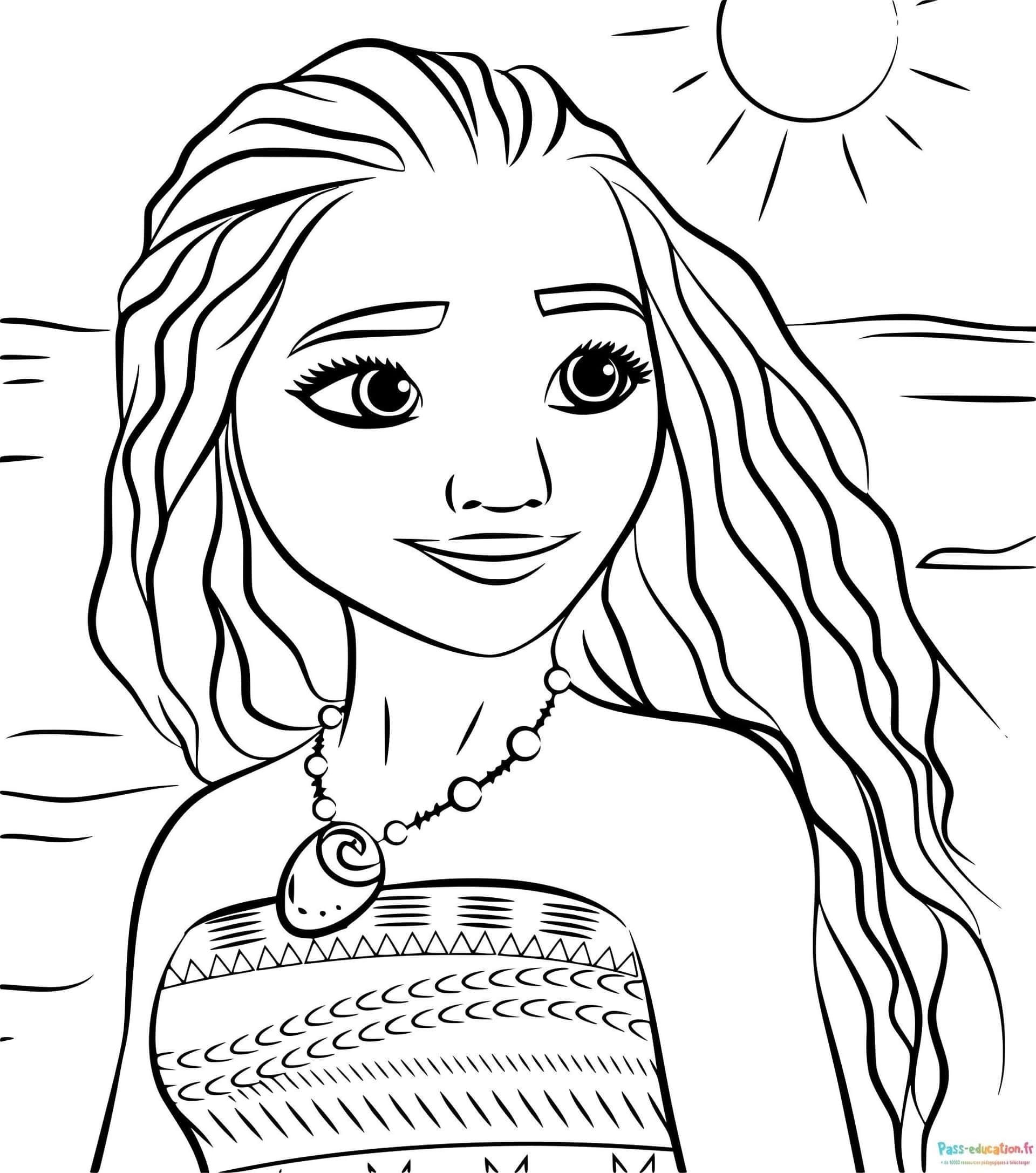 Coloriage Fille au soleil à imprimer et colorier