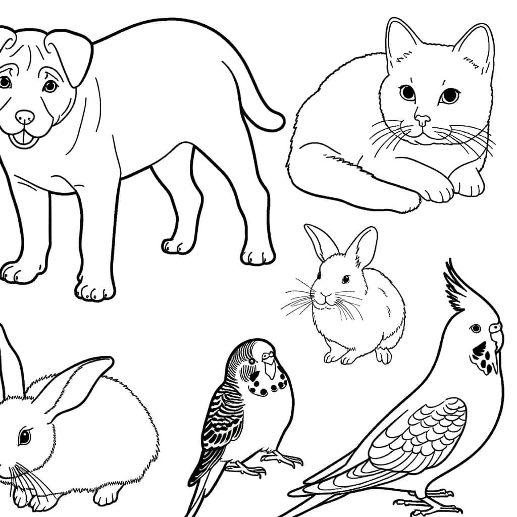 Coloriage Animaux domestiques à imprimer et colorier
