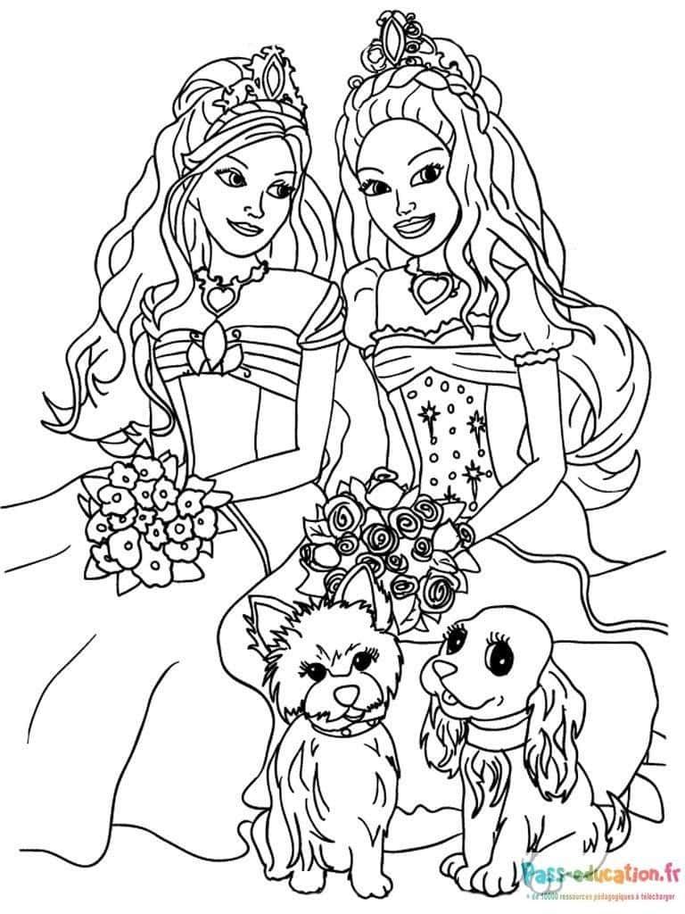 Coloriage Princesses et animaux à imprimer et colorier