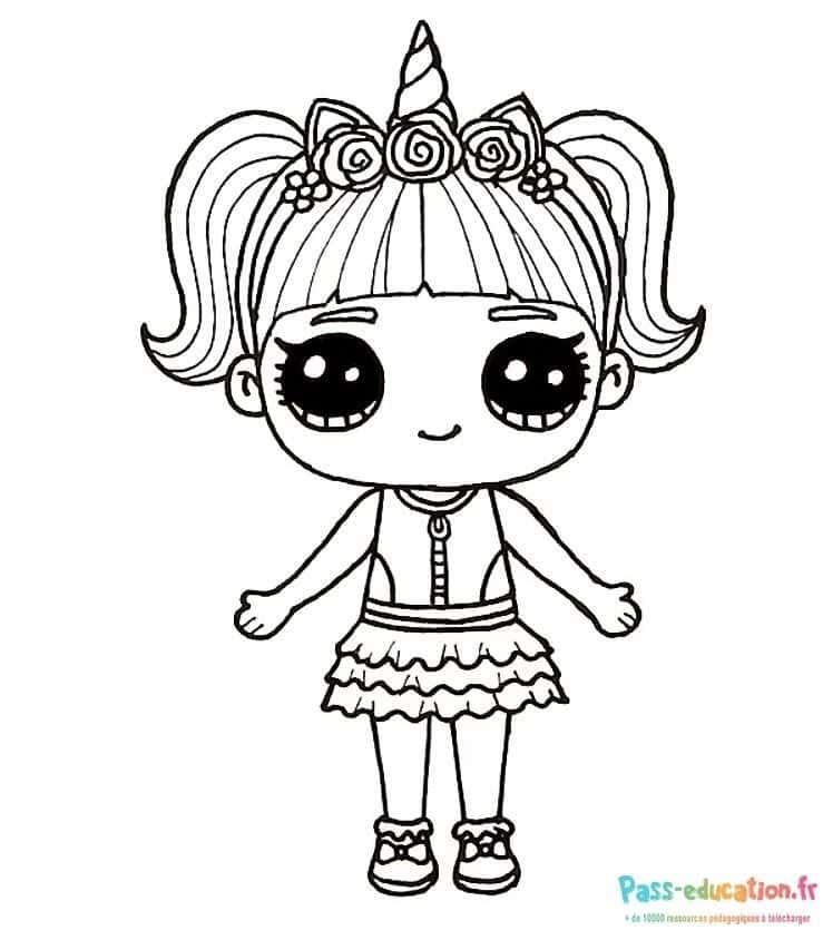 Coloriage Poupée licorne à imprimer et colorier