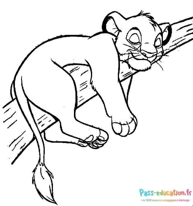 Coloriage Jeune lion heureux à imprimer et colorier