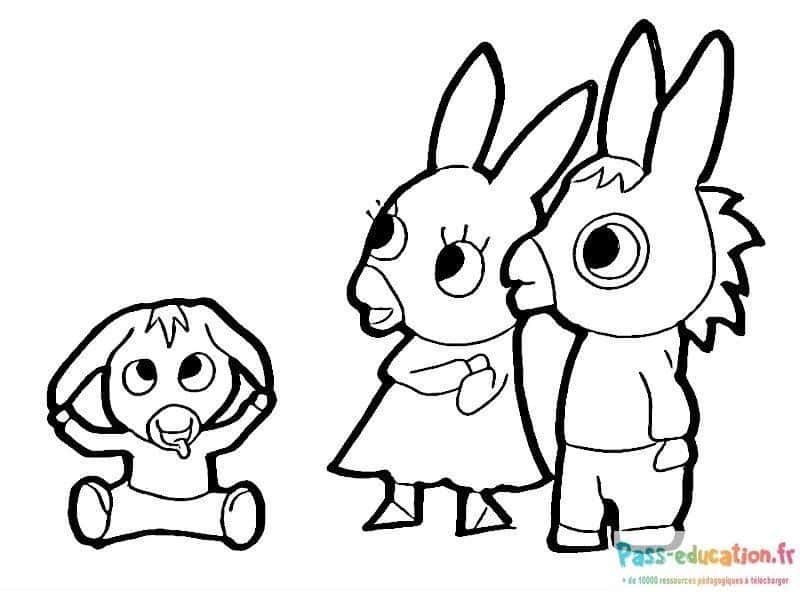 Coloriage Trois petits lapins à imprimer et colorier