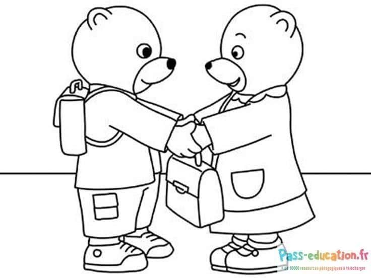 Coloriage Petits ours amis à imprimer et colorier