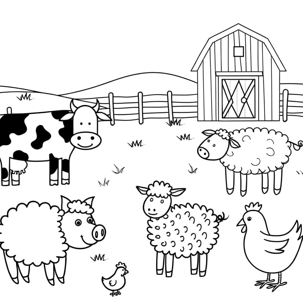 Coloriage Animaux de ferme à imprimer et colorier