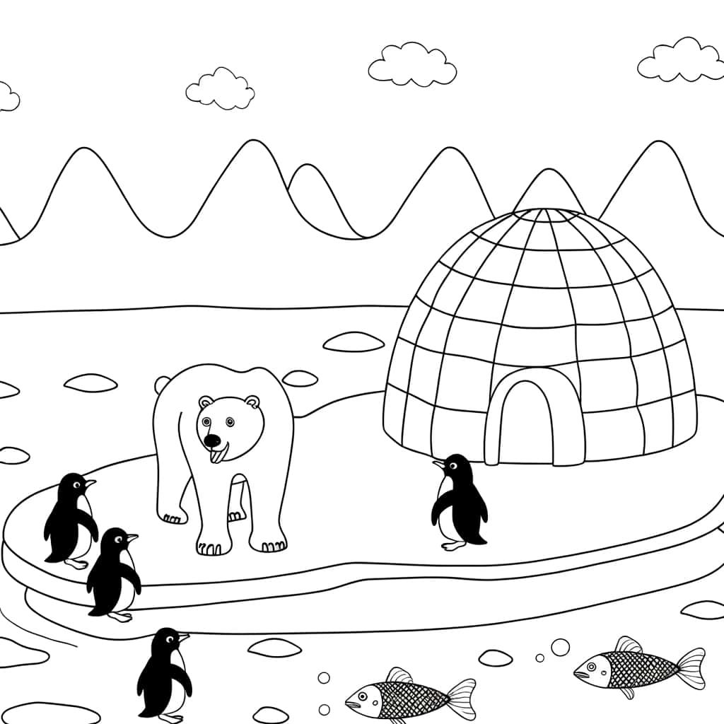 Coloriage Banquise arctique à imprimer et colorier