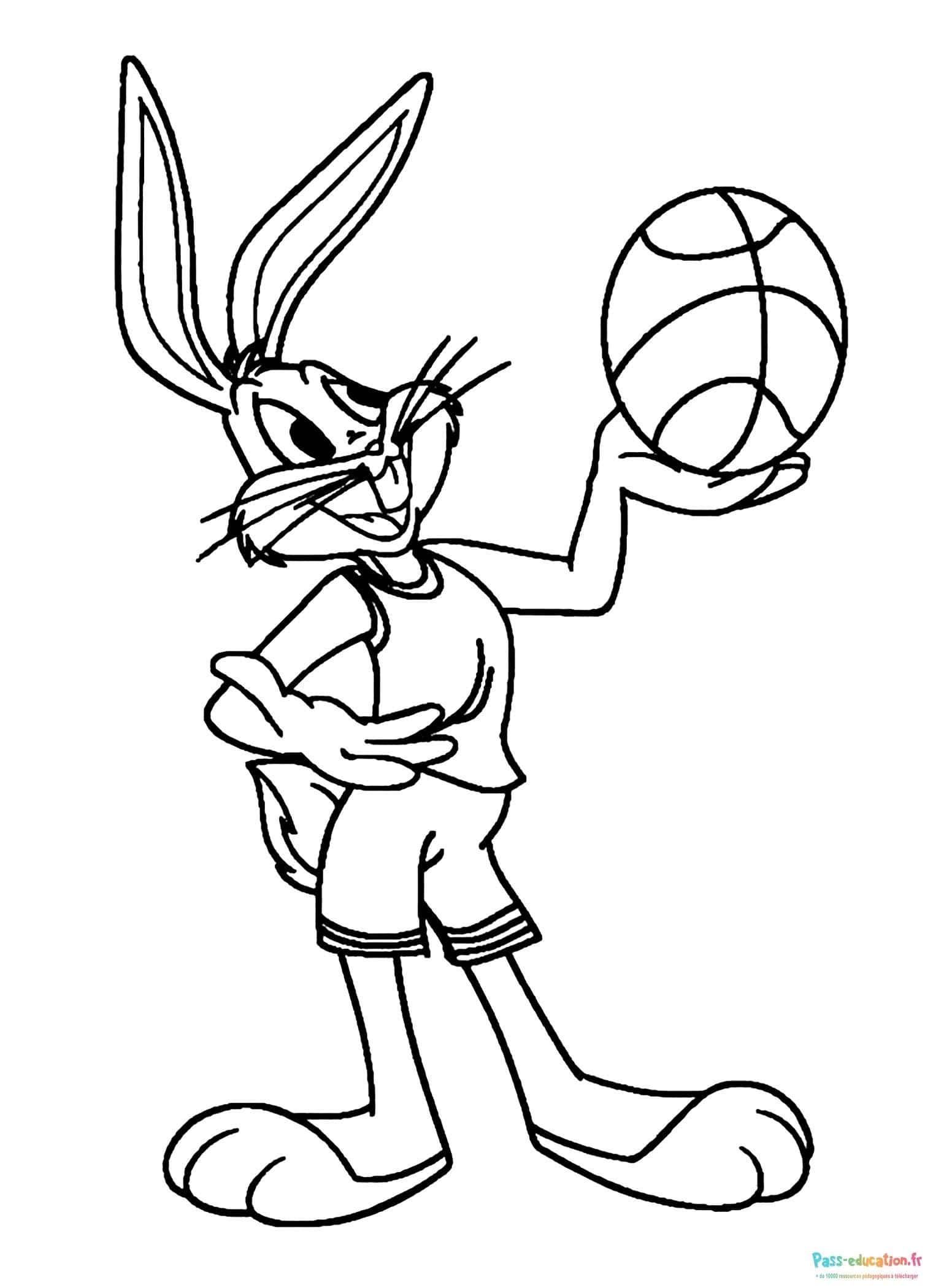 Coloriage Bugs au basketball à imprimer et colorier