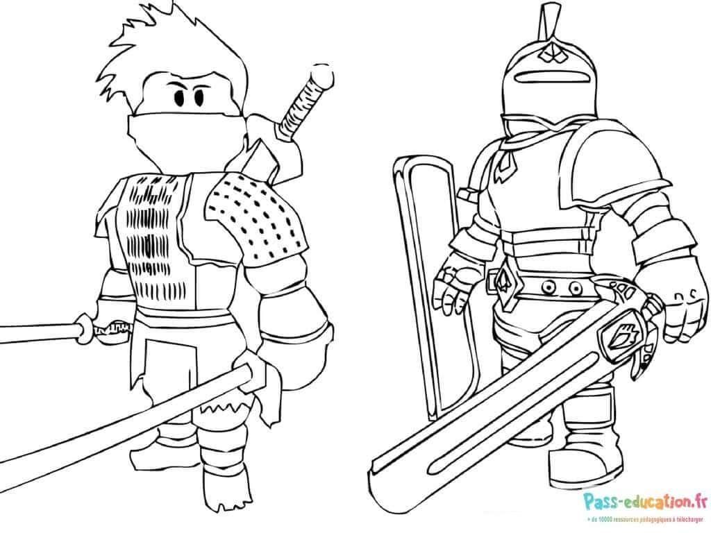 Coloriage Duo de guerriers Roblox à imprimer et colorier