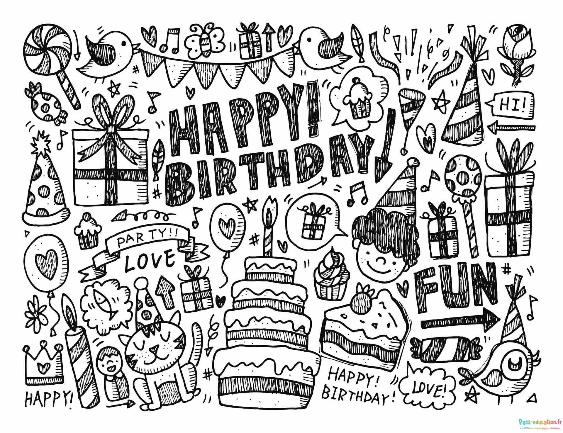 Coloriage Fête d'anniversaire à imprimer et colorier
