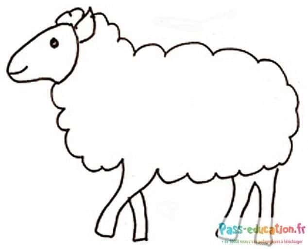 Coloriage Mouton dans la prairie à imprimer et colorier