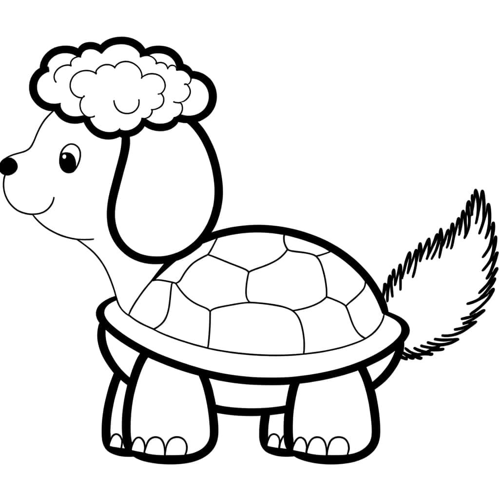 Coloriage Tortue chien hybride à imprimer et colorier