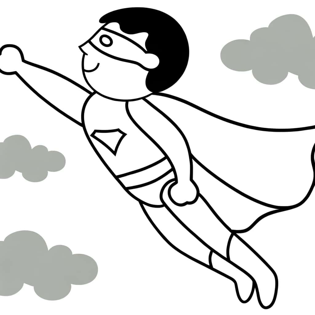 Coloriage Super-héros volant à imprimer et colorier
