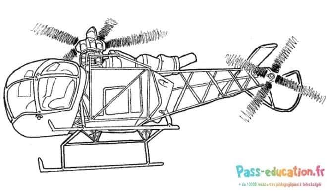 Coloriage Hélicoptère dessiné à imprimer et colorier