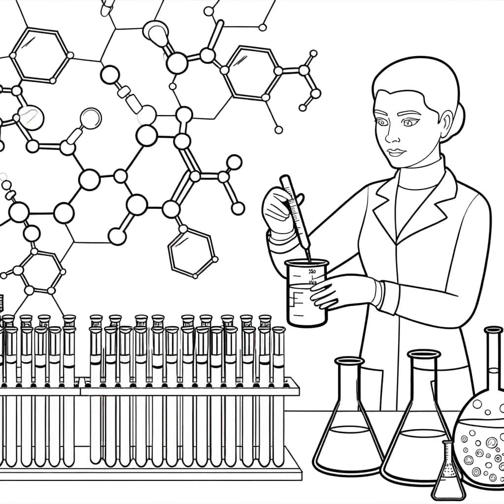 Coloriage Chimiste au laboratoire à imprimer et colorier