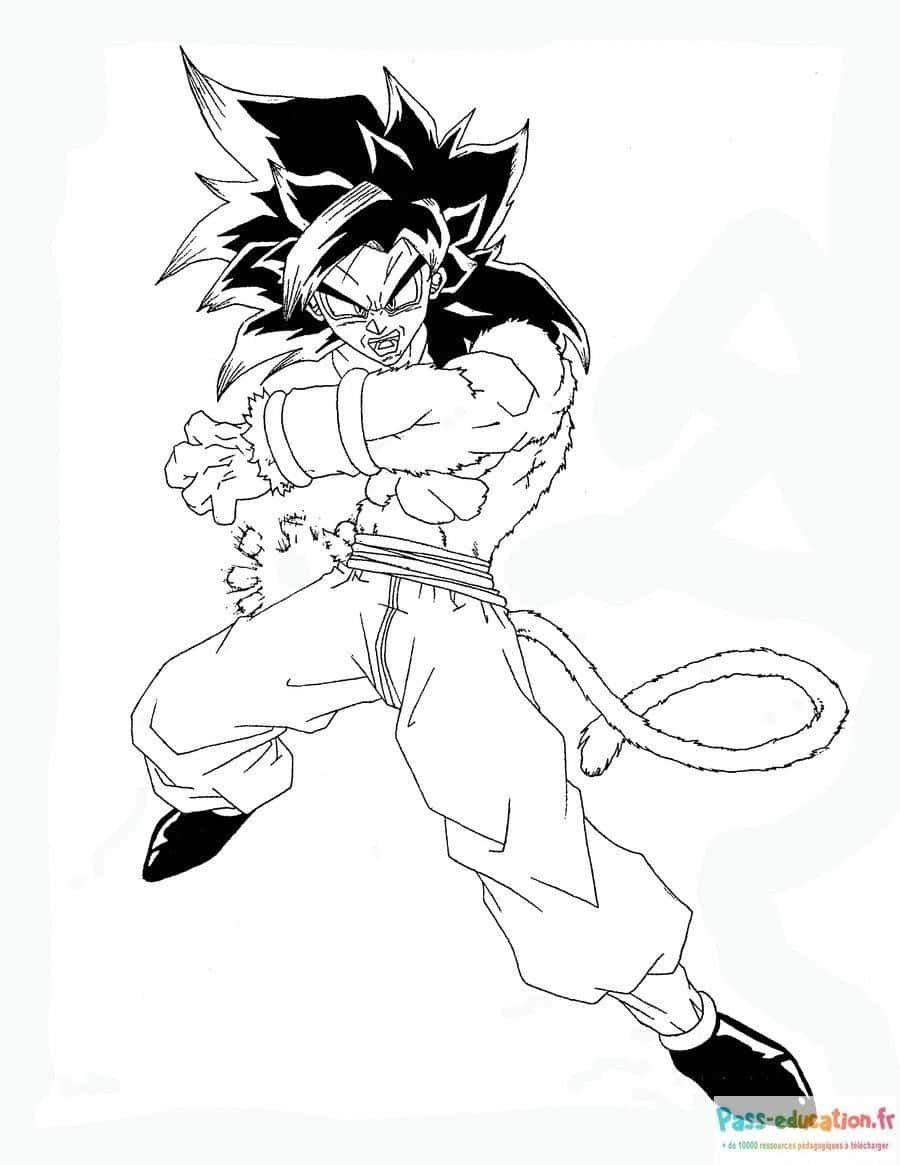 Coloriage Guerrier Saiyan à imprimer et colorier