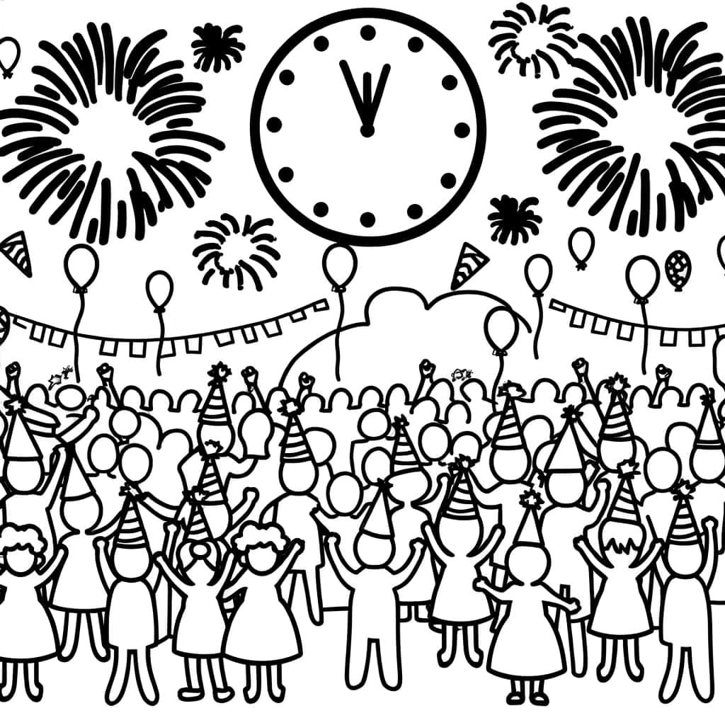 Coloriage Nouvel An à imprimer et colorier